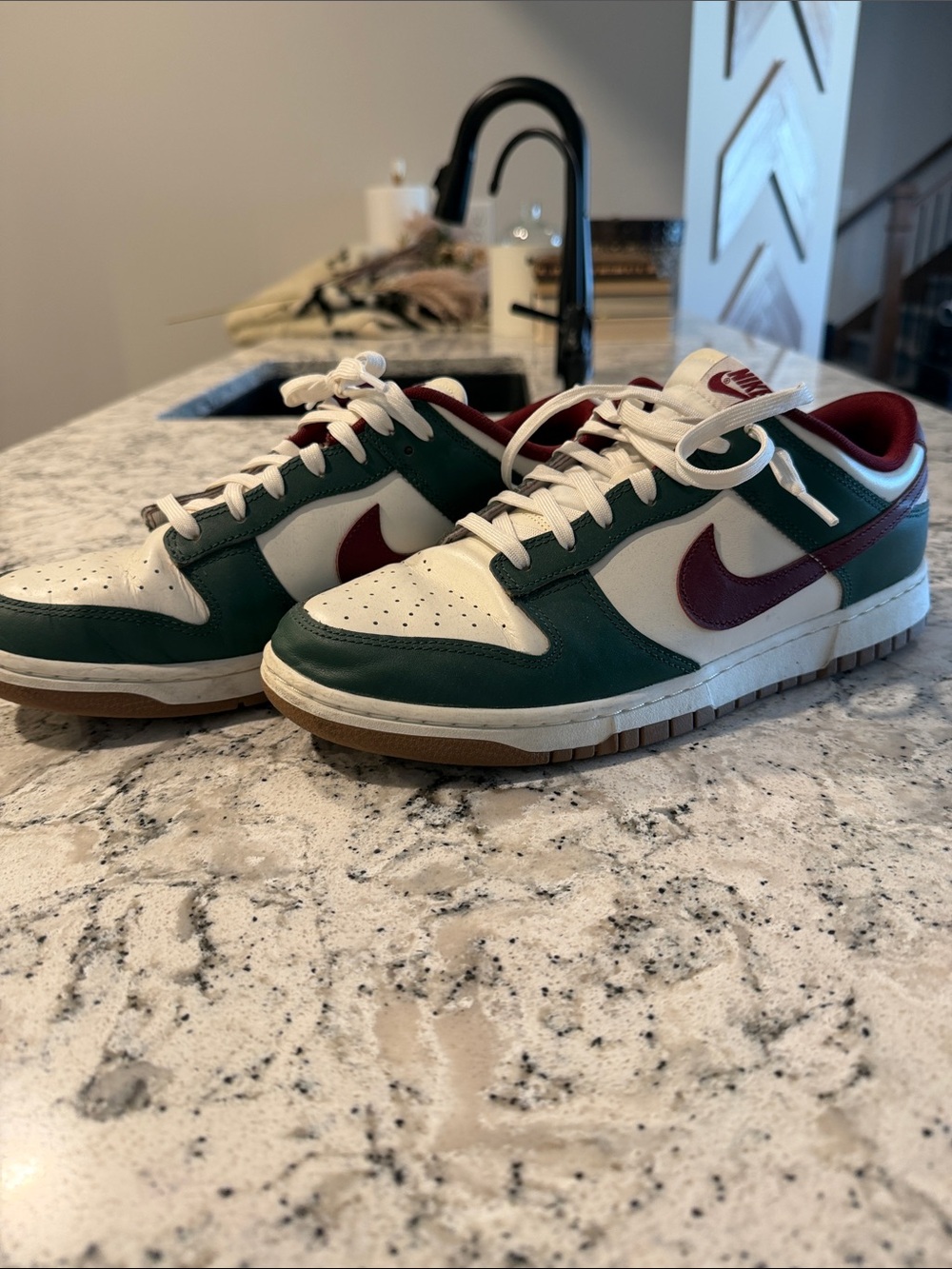 Nike Men’s Low-Top Sneakers in Green/White/Burgundy
